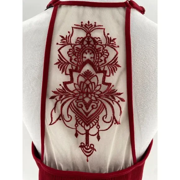 NWT Unbranded Tattoo Lace Racerback Bralette Red  2XL/3XL - Picture 4 of 7